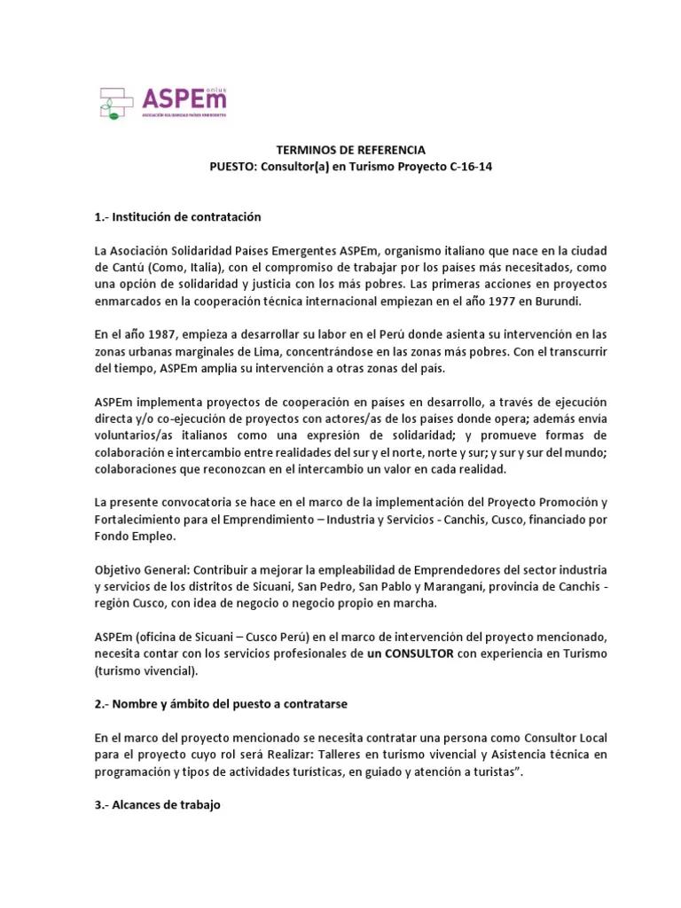 terminos de referencia para proyectos de turismo - Cómo hacer los términos de referencia de un proyecto
