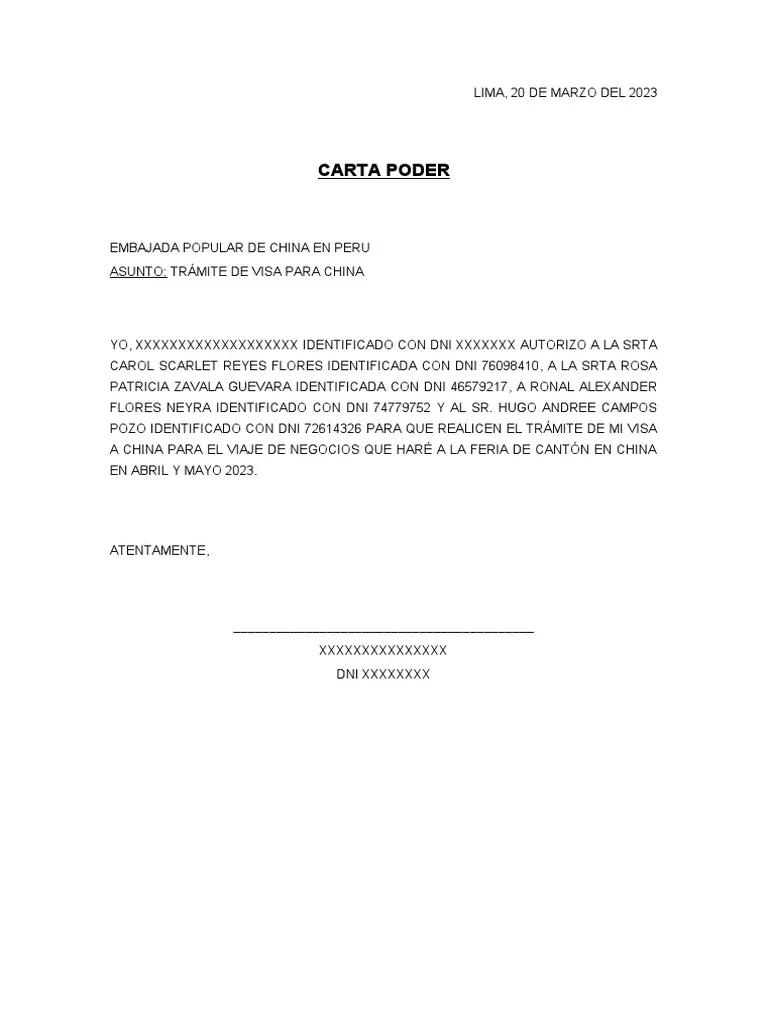 carta a la embajada china para visa china de turismo - Cómo hacer una carta de invitación a China