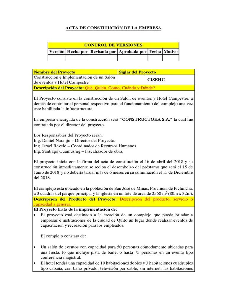 acta costitucion empresa de turismo - Cómo redactar un acta de constitución