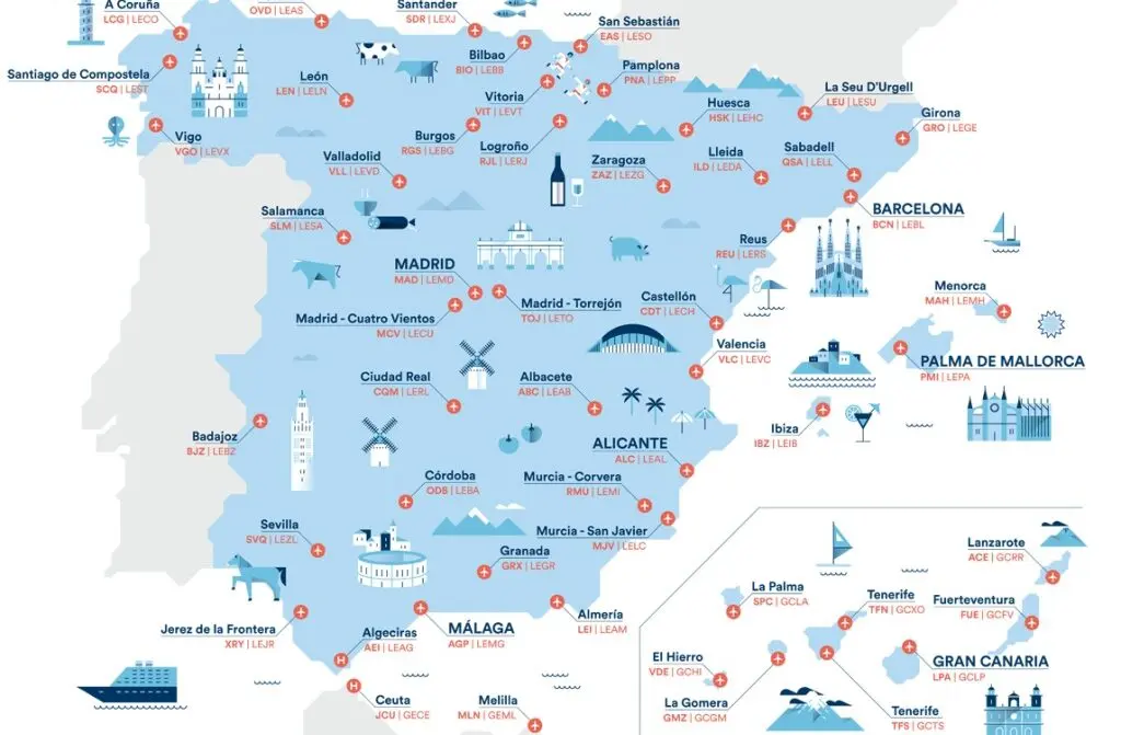 codigos de aeropuertos mas frecuentes en el turismo en españa - Cuál es el código IATA de España