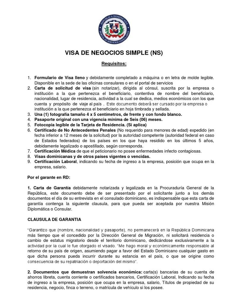 clausula de garantia visas de turismo rep dom - Cuándo hay citas para la visa 2024 en República Dominicana