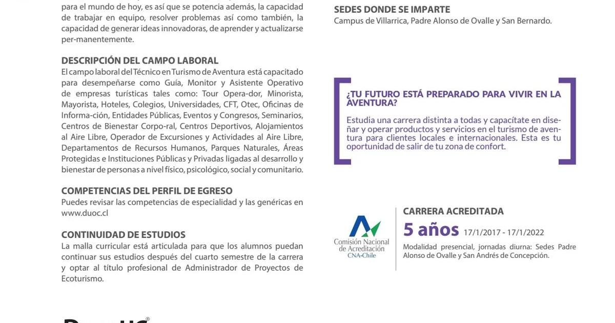 Arancel Carrera Turismo Aventura Duoc UC: Guía Completa 2024 - Cuándo son las matrículas Duoc 2024 arancel de la carrera turismo aventura duoc - Cuándo son las matrículas Duoc 2024