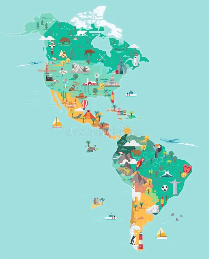 turismo en america mapa en colores - De qué color es el mapa de Norteamérica