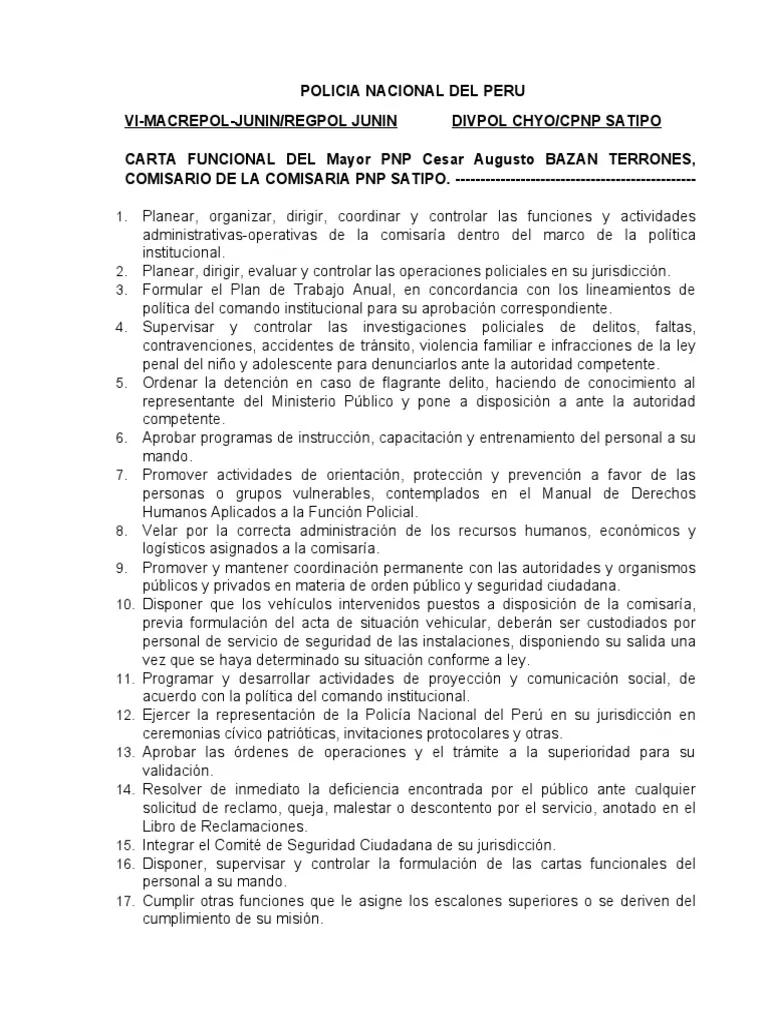 Carta Funcional de la Policía de Turismo: Guía Completa - Qué es la carta funcional de la PNP carta funcional de la policia de turismo - Qué es la carta funcional de la PNP
