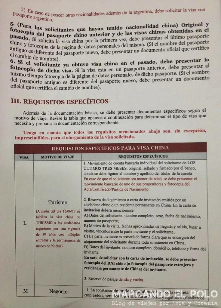 carta a la embajada china para visa china de turismo - Qué llevar a la cita de la visa China