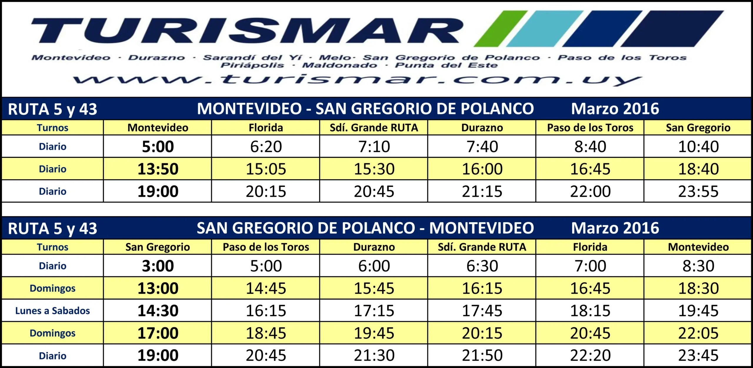 turismar melo horarios - Qué omnibus va para Melo