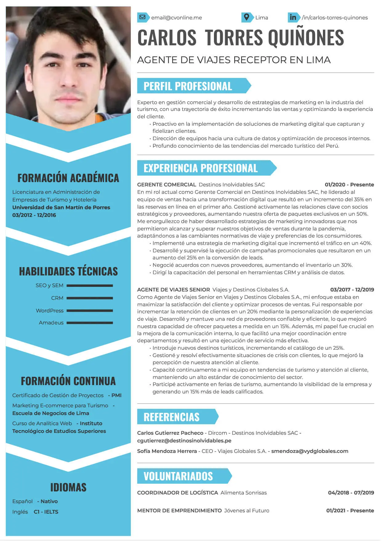 ejemplos de curriculum vitae estudiante de turismo - Qué poner en el perfil de una hoja de vida de un estudiante