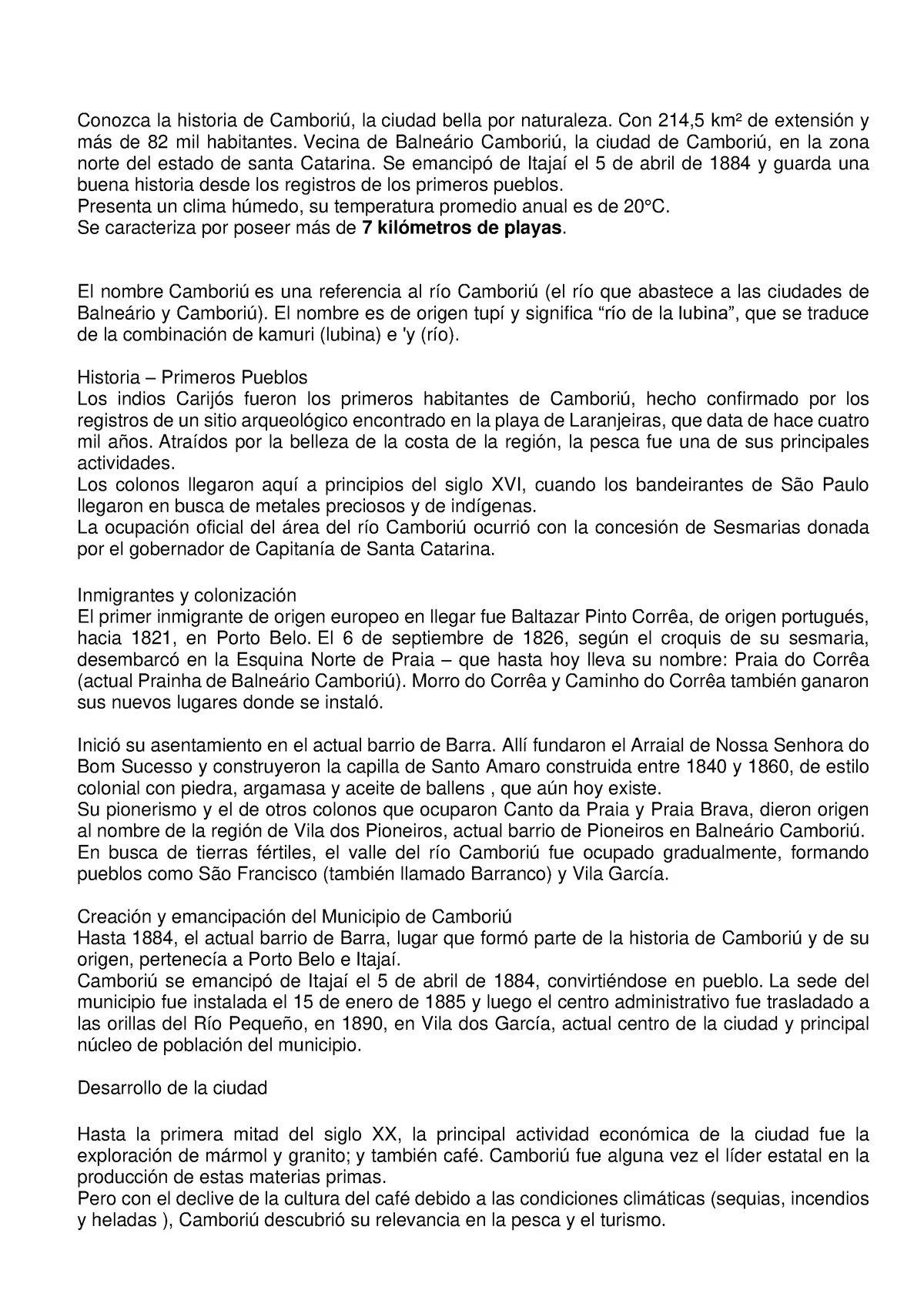 capital catarinense de turismo - Qué significa Camboriú